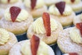 Vanilla cheese cupcake topping with strawberry