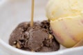 Vanilla and chocolate ice cream balls Royalty Free Stock Photo