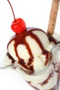 Vanilla and Chocolate Ice Cream Sundae Dessert Royalty Free Stock Photo