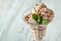 Vanilla-chocolate ice cream in a sundae glass Royalty Free Stock Photo