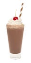 vanilla chocolate milkshake with whipped cream and cherry isolated Royalty Free Stock Photo