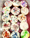 Vanilla coconut sprinkles cupcakes colorful