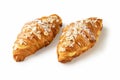 Vanilla Cream Croissants with Almond Flakes on White Royalty Free Stock Photo