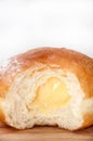 Vanilla cream in donut Royalty Free Stock Photo