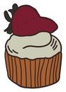 Vanilla cup cake, illustration, vector Royalty Free Stock Photo