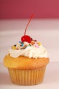 Vanilla cupcake with buttercream frosting Royalty Free Stock Photo