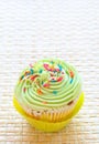 Vanilla cupcake with lime icing Royalty Free Stock Photo