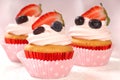 Vanilla cupcake with maraschino cherry