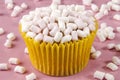 Vanilla cupcake with marshmellow Royalty Free Stock Photo