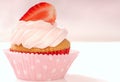 Vanilla cupcake with stawberry frosting Royalty Free Stock Photo