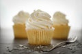 Vanilla cupcakes frosting with butter cream.