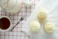 Vanilla cupcakes frosting with butter cream. Royalty Free Stock Photo