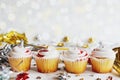 Vanilla Cupcakes with Strawberry Swirl Icing Royalty Free Stock Photo