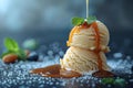Vanilla Delight: A Symphony of Caramel Drizzle. Concept Dessert Delight, Sweet Treats, Caramel