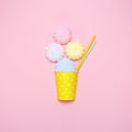 Vanilla desert on a pink background. Minimal style