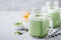 Vanilla Green Tea Matcha smoothie in mason jar Royalty Free Stock Photo