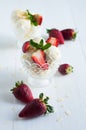 Vanilla ice cream with almonds and strawberries Royalty Free Stock Photo