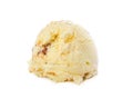 Vanilla ice cream ball with nuts and caramel