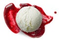 Vanilla ice cream on blackcurrant jam Royalty Free Stock Photo