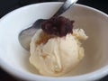 Vanilla Ice Cream closeup scoop.