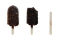 Vanilla ice cream coated in chocolate and mixed with peanuts in a stick. Royalty Free Stock Photo