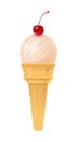 Vanilla Ice Cream with cocktail cherry vector illustration