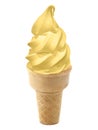 Vanilla Ice cream in the cone on white background Royalty Free Stock Photo