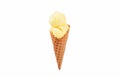 Vanilla ice cream cone on white background. Royalty Free Stock Photo