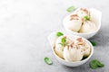 Vanilla ice cream with grated chocolate and mint Royalty Free Stock Photo