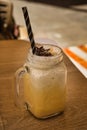 Vanilla ice cream milkshake drink in a glass jar Royalty Free Stock Photo