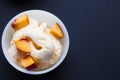Vanilla ice-cream with peach. Selective focuse Royalty Free Stock Photo