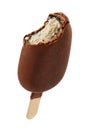 Vanilla ice cream popsicle with chocolatey coating isolated Royalty Free Stock Photo