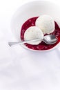 Vanilla ice cream with raspberry heisse liebe Royalty Free Stock Photo