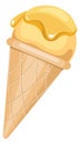 Vanilla ice cream scoop in waffle cone cartoon icon Royalty Free Stock Photo