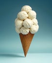 vanilla ice cream tower in cone Royalty Free Stock Photo