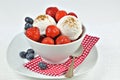 Vanilla Ice Cream with Strawberries and Blueberries Royalty Free Stock Photo