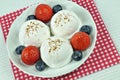 Vanilla Ice Cream with Strawberries and Blueberries Royalty Free Stock Photo