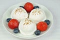 Vanilla Ice Cream with Strawberries and Blueberries Royalty Free Stock Photo