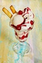 Vanilla Ice Cream Sundae with Cherries and Cream Royalty Free Stock Photo