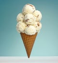 vanilla ice cream tower in cone Royalty Free Stock Photo
