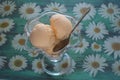 Vanilla ice cream in a vase.