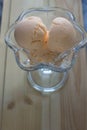 Vanilla ice cream in a vase.