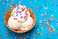 Vanilla Ice Cream in a Waffle Cone Bowl with a Cherry on Top Royalty Free Stock Photo