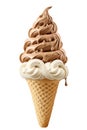 Vanilla Ice Cream in Waffle Cone, isolated on white background..AI generated Illustration Royalty Free Stock Photo