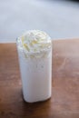 Vanilla ice with white frappe.