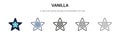 Vanilla icon in filled, thin line, outline and stroke style. Vector illustration of two colored and black vanilla vector icons