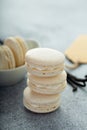 Vanilla macarons stacked