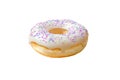 Vanilla milk glazed donut or doughnut with colorful sugar sprinkles on top 3d rendering on white background with clipping path. Royalty Free Stock Photo