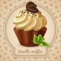 Vanilla muffin label Royalty Free Stock Photo