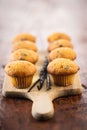 Vanilla muffins. Sweet cupcakes and vanilla pods Royalty Free Stock Photo